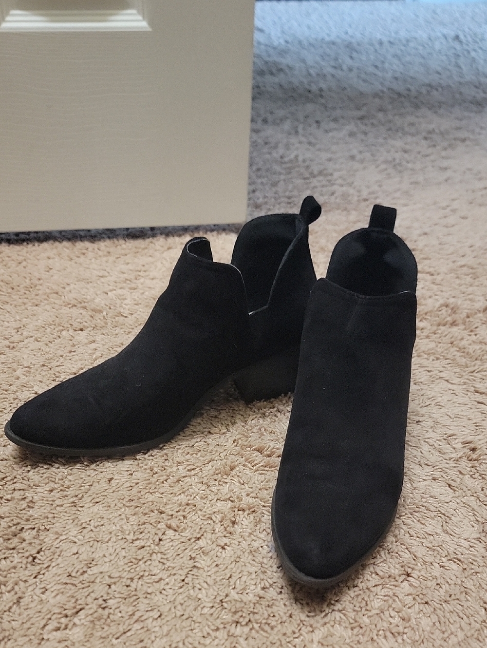 Black Suede Chelsea Booties - Women's Ankle Boots